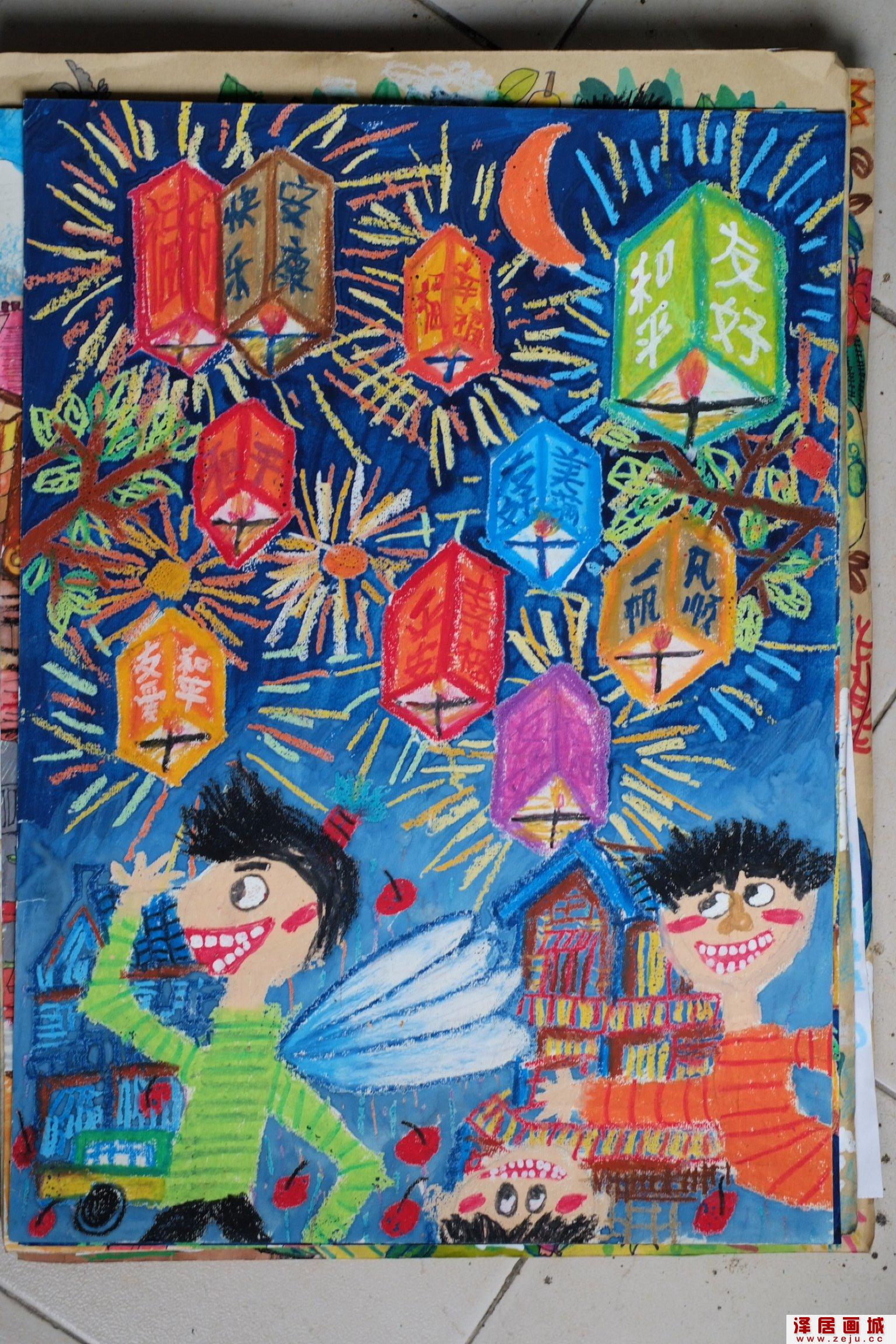 中日青少年绘画大赛获奖作品《和平友好》月26日,中日青少年绘画大赛