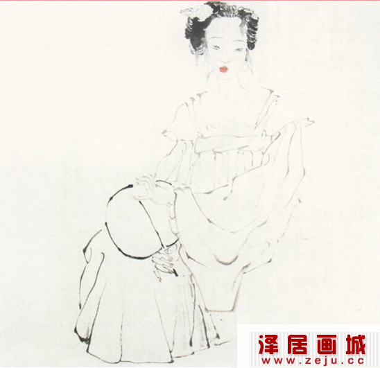 一,心中有了大致构图后,从人物的头部画起.