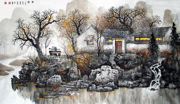 农村水墨画