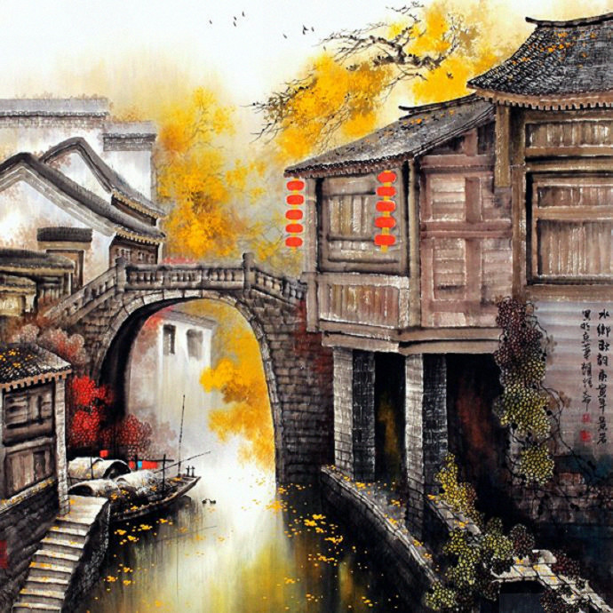农村水墨画