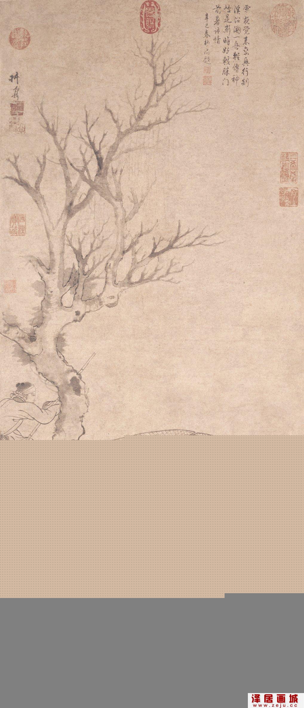 元代画家张渥：雪夜访戴图轴