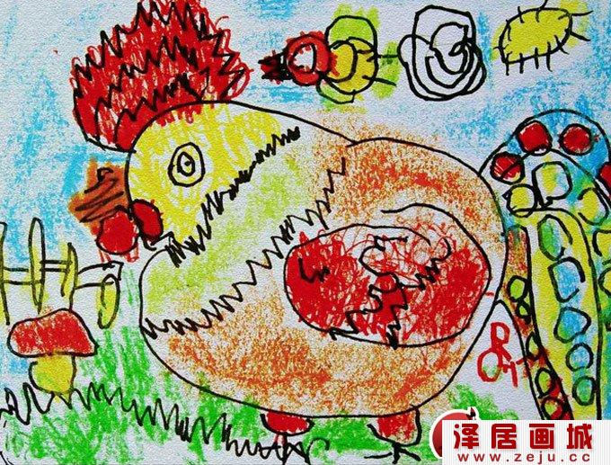 大公鸡儿童画（1）