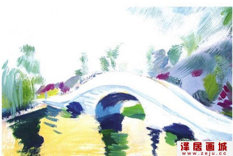 水粉画拱桥