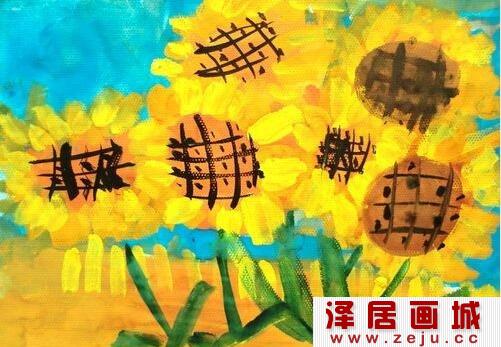 儿童水粉画向日葵