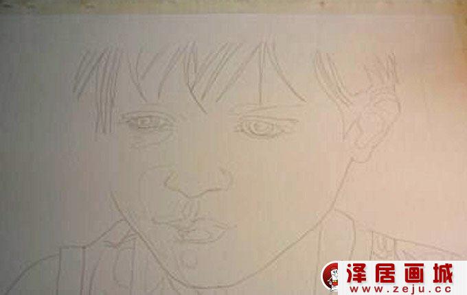 水彩肖像画教程:外国小男孩头像水彩画绘画步骤1