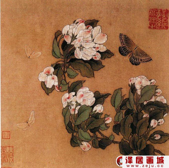海棠蛱蝶图_宋代花鸟画传世国画作品