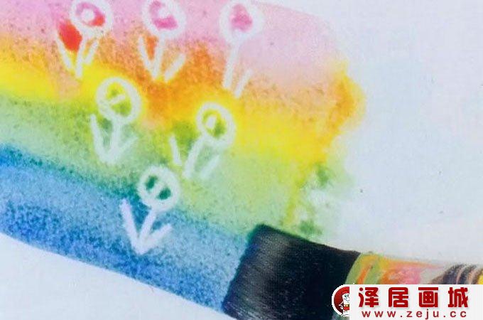水彩画涂色留白法教程：水彩画中如何使用蜡绘制留白03