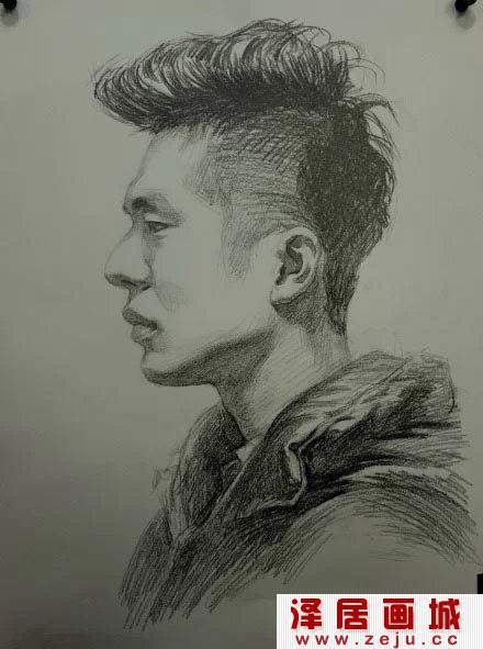 男青年侧面头像素描教程