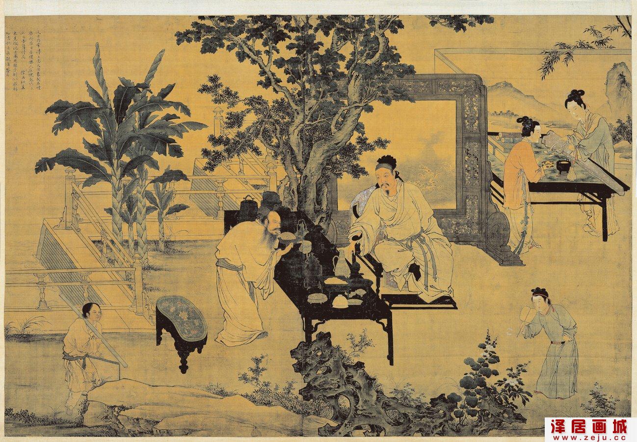 杜堇人物画玩古图 