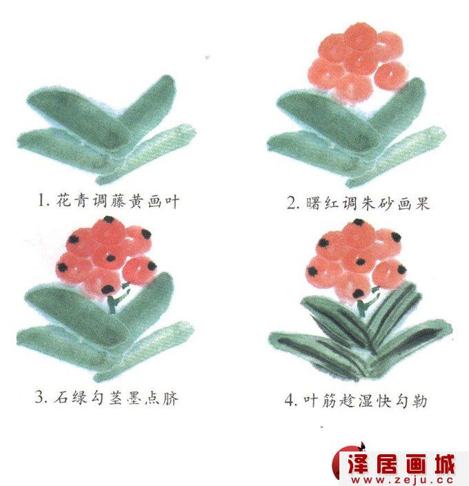 简单常青树国画的儿童画绘画方法