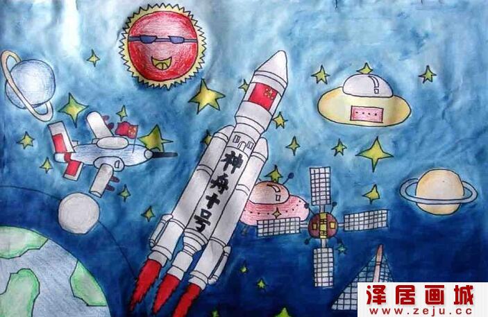 我的航空梦儿童科幻画作品欣赏
