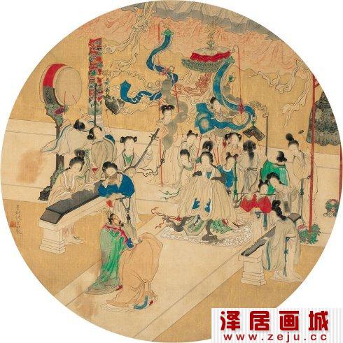 画家倪田国画作品：瑶池宴乐