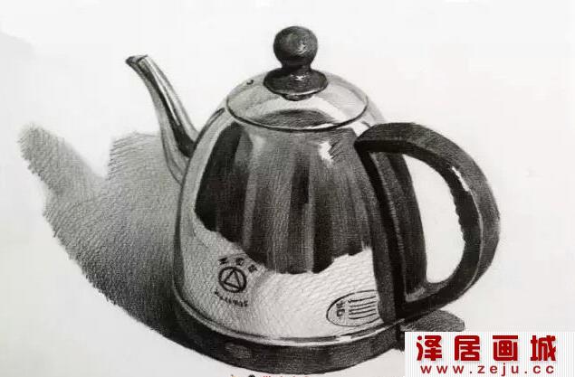 不锈钢热水壶静物素描