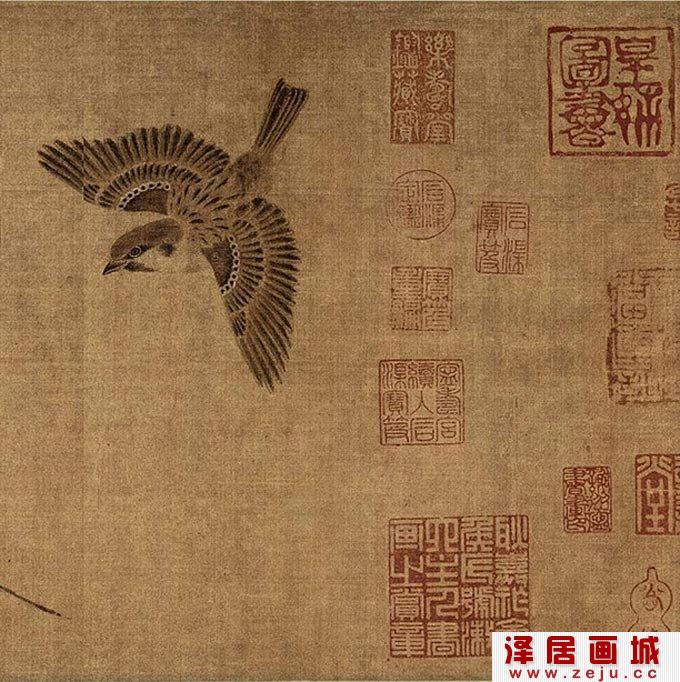 宋代崔白《寒雀图》局部高清大图一