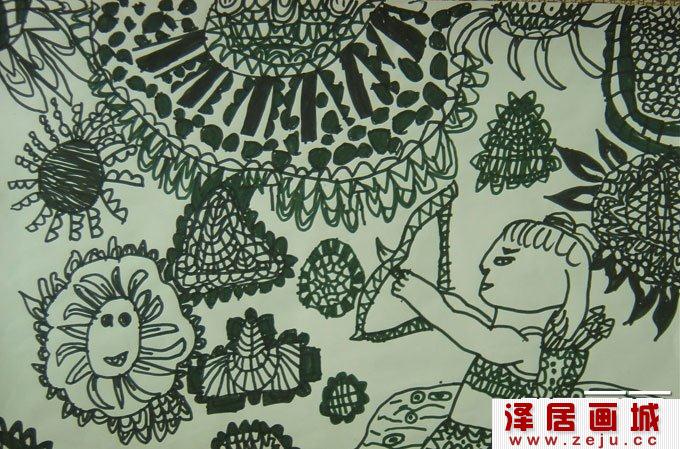 儿童线描画:后羿射日 