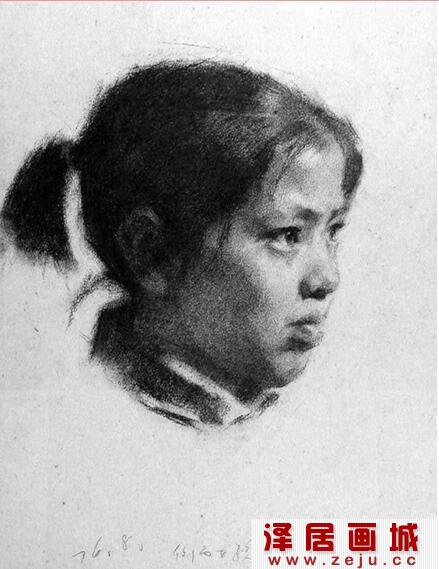靳尚谊女孩头像素描