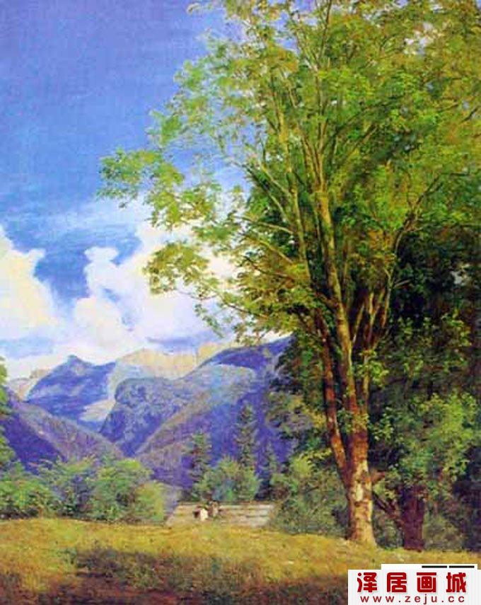 油画：阿洪小村旁的风景-世界风景名画赏析