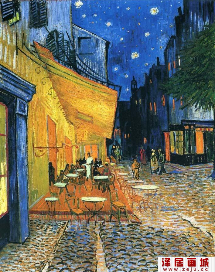 梵高《夜晚露天咖啡馆》油画欣赏