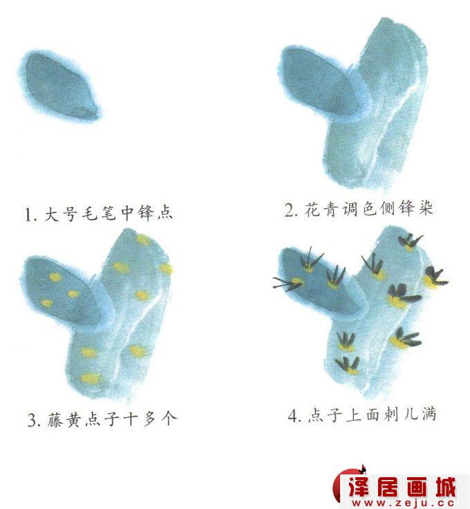 儿童学中国画:画仙人掌的步骤方法