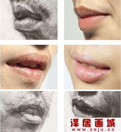 素描人物嘴部教程