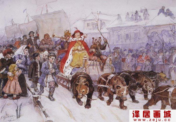苏里科夫《莫斯科街头化妆舞会》