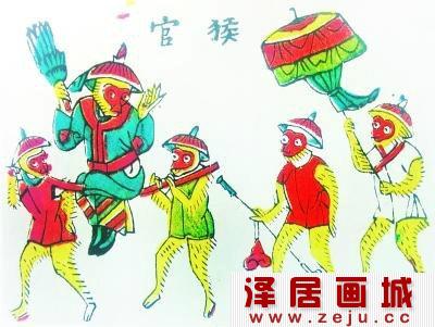 猴官（清·武强年画）