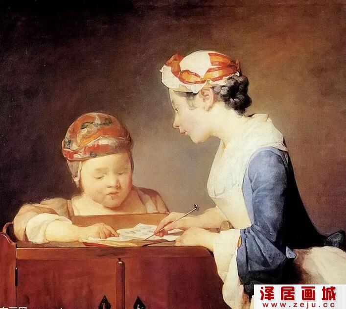 夏尔丹油画：年轻的女教师