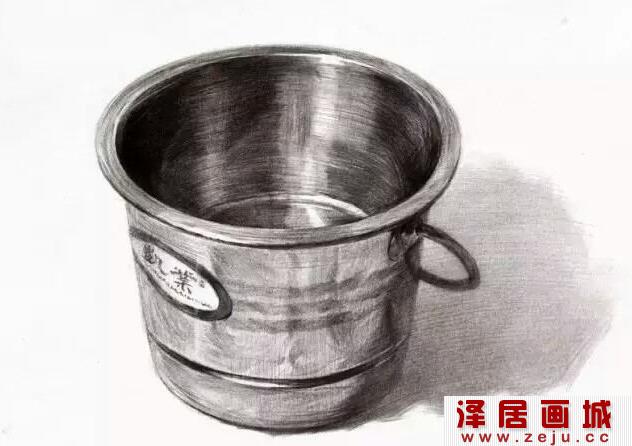 桶物体静物素描作品欣赏