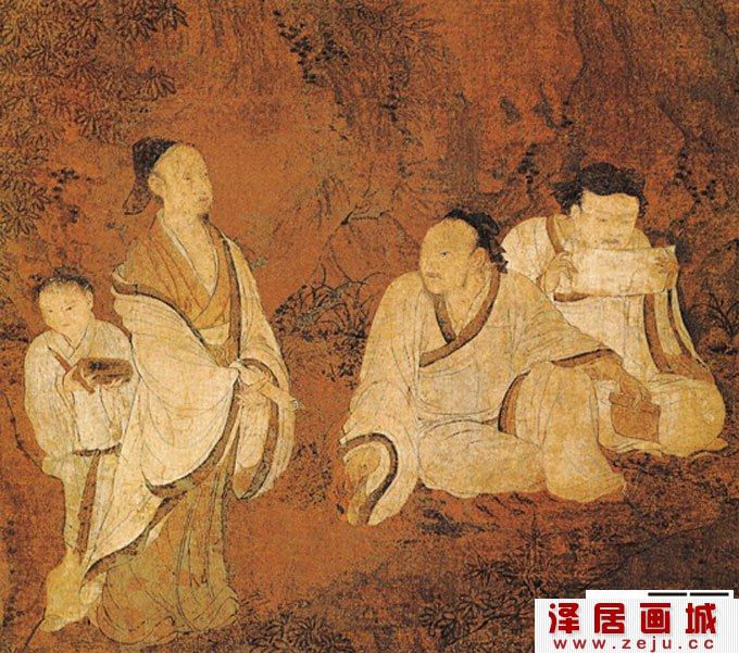隋,展子虔《授经图》-中国人物画名画赏析 