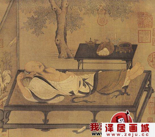 《槐荫消夏图》宋代工笔淡彩人物画
