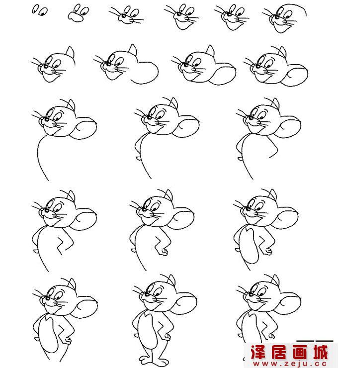 儿童简笔画教程:猫和老鼠的画法，(tom and jerry)汤姆和杰瑞的画法