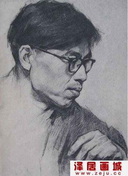 戴眼镜的老师人物素描画像