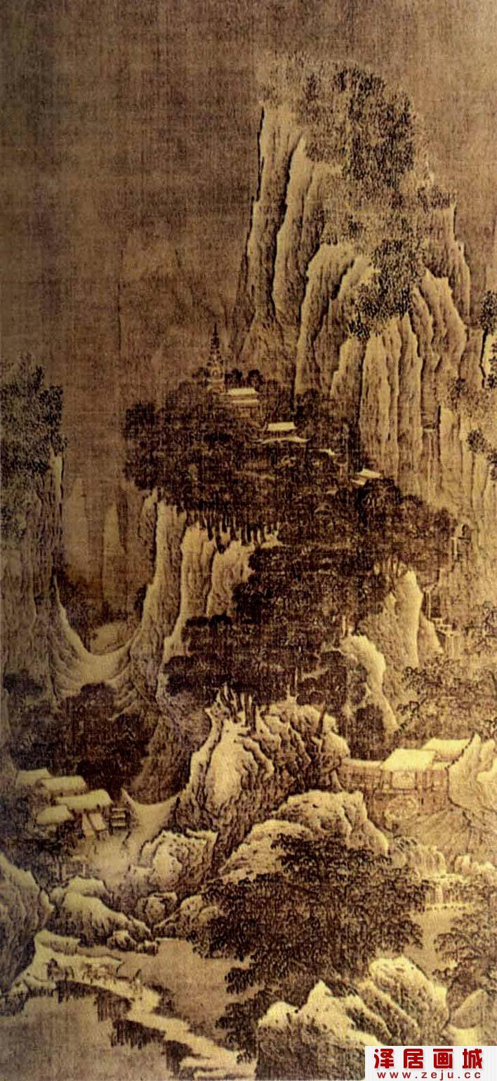 范宽《雪麓早行图》宋代气势磅礴山水雪景国画高清大图