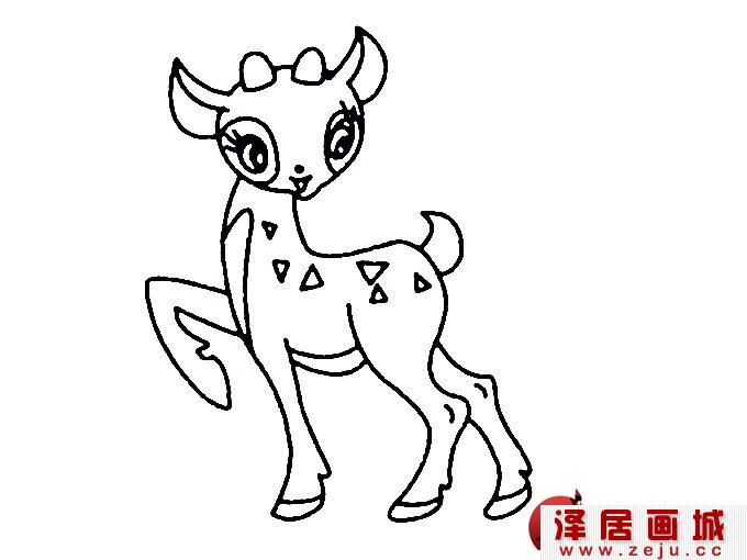超可爱的梅花鹿简笔画图片（4
