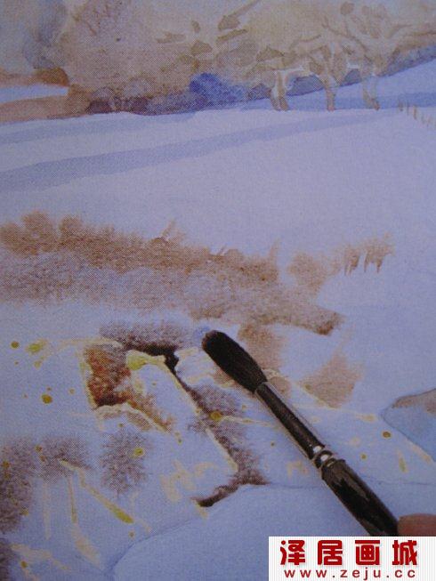 雪景水彩画教程步骤详解