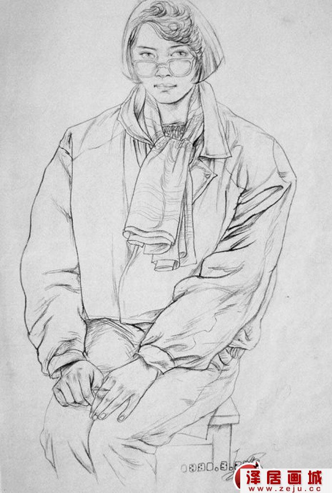 当代画家蔡玉水的全身人物速写作品（1）
