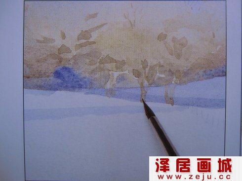 雪景水彩画教程步骤详解