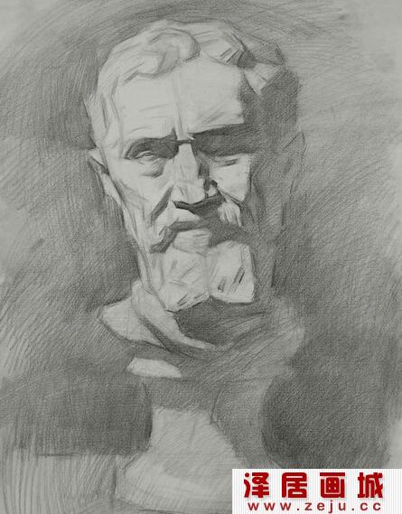 米开朗琪罗石膏像素描作品教程详解