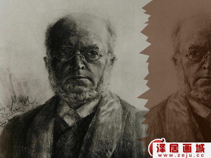 素描大师门采尔自画像