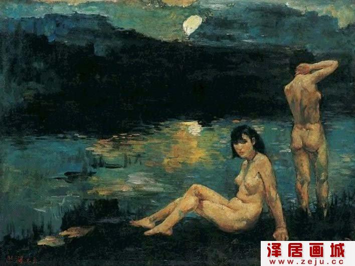 徐悲鸿《月夜》_油画风景与人体艺术相结合的作品赏析