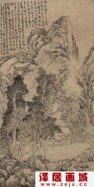 梅花图：山斋读书图  