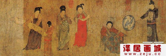 周昉《挥扇仕女图》局部高清图