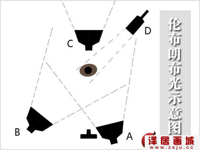 伦勃朗式"布光法示意图