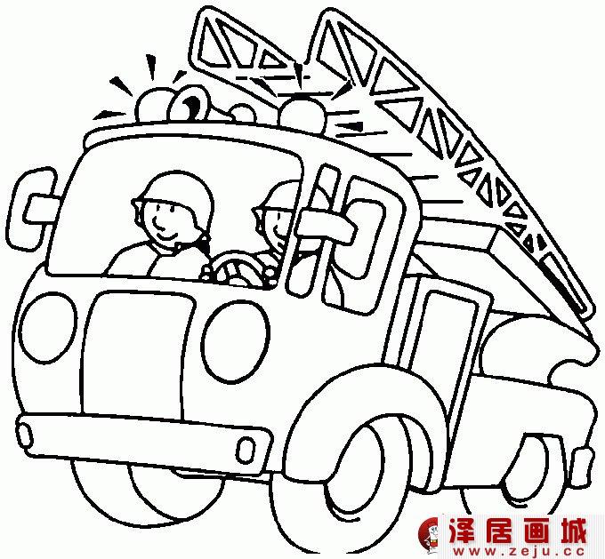 儿童消防车简笔画图片大全01