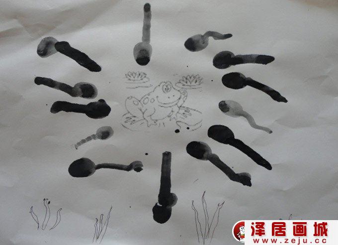 幼儿手指画：小蝌蚪