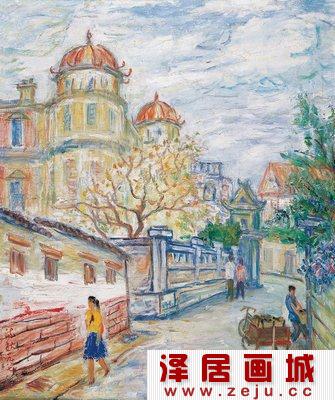 王流秋油画《街景》