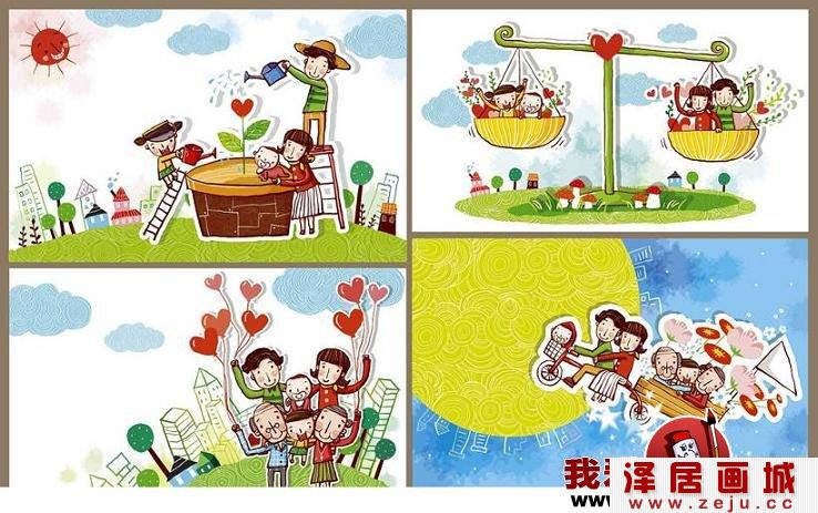 欢乐的一家人-儿童卡通漫画