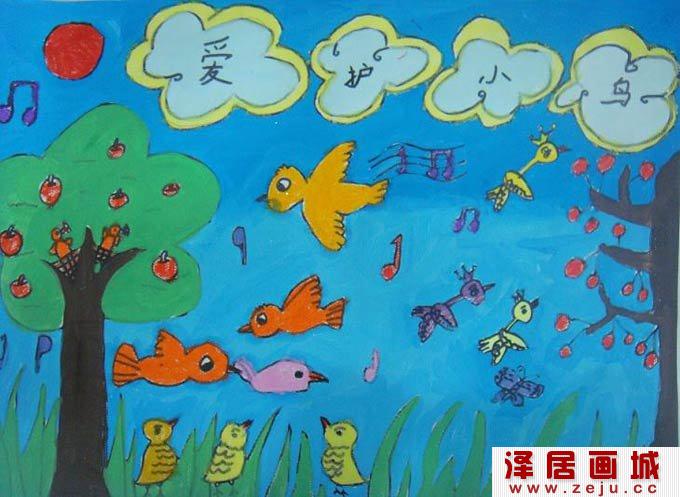 幼儿画画作品：小鸟
