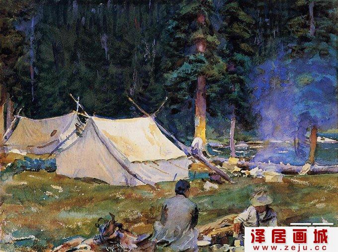 水彩画佳作欣赏：野营-约翰·辛格·萨金特
