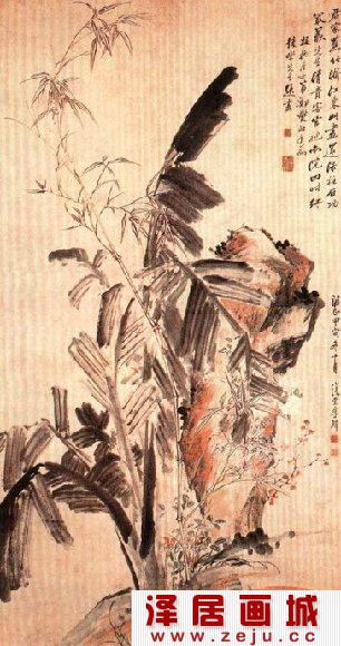 扬州八怪李鱓：芭蕉萱石图
